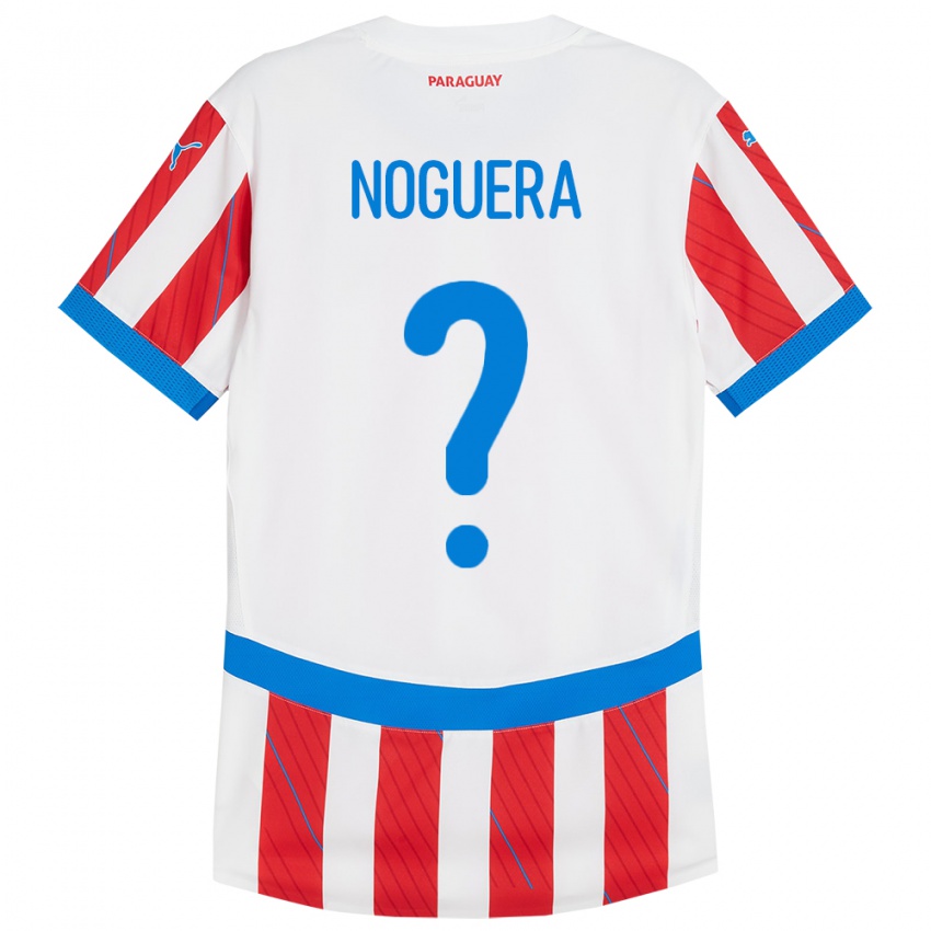 Niño Camiseta Paraguay Junior Noguera #0 Blanco Rojo 1ª Equipación 24-26 La Camisa Perú