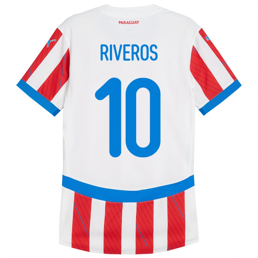 Niño Camiseta Paraguay Paulo Riveros #10 Blanco Rojo 1ª Equipación 24-26 La Camisa Perú