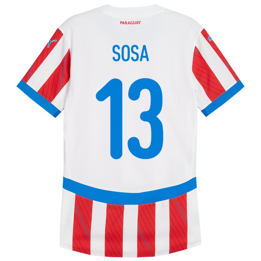 Niño Camiseta Paraguay Alex Sosa #13 Blanco Rojo 1ª Equipación 24-26 La Camisa Perú