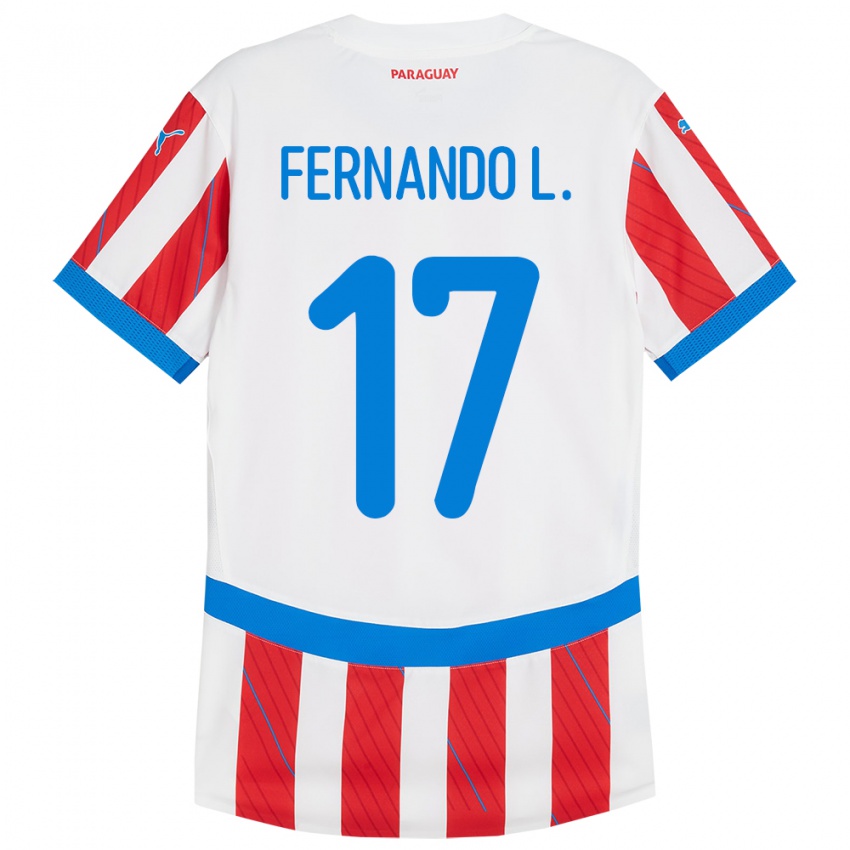 Niño Camiseta Paraguay Fernando Leguizamón #17 Blanco Rojo 1ª Equipación 24-26 La Camisa Perú