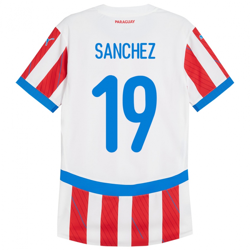 Niño Camiseta Paraguay Juan Sánchez #19 Blanco Rojo 1ª Equipación 24-26 La Camisa Perú