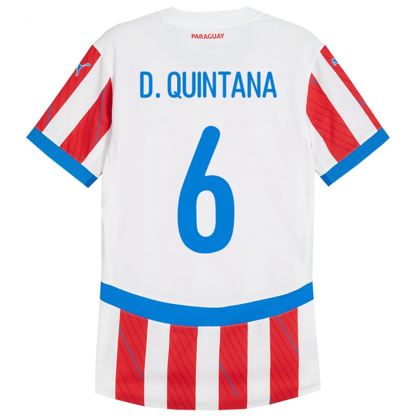 Niño Camiseta Paraguay Dulce Quintana #6 Blanco Rojo 1ª Equipación 24-26 La Camisa Perú