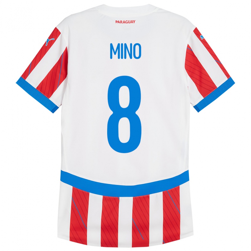 Niño Camiseta Paraguay Rosa Miño #8 Blanco Rojo 1ª Equipación 24-26 La Camisa Perú