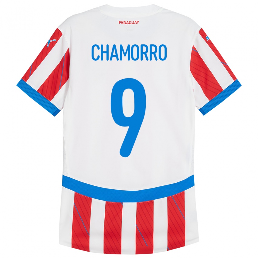 Niño Camiseta Paraguay Lice Chamorro #9 Blanco Rojo 1ª Equipación 24-26 La Camisa Perú