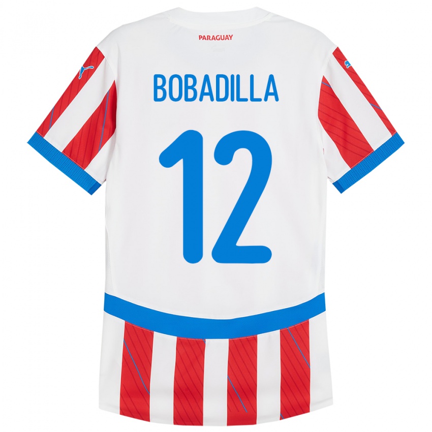 Niño Camiseta Paraguay Alicia Bobadilla #12 Blanco Rojo 1ª Equipación 24-26 La Camisa Perú