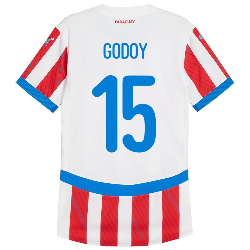 Niño Camiseta Paraguay Fanny Godoy #15 Blanco Rojo 1ª Equipación 24-26 La Camisa Perú