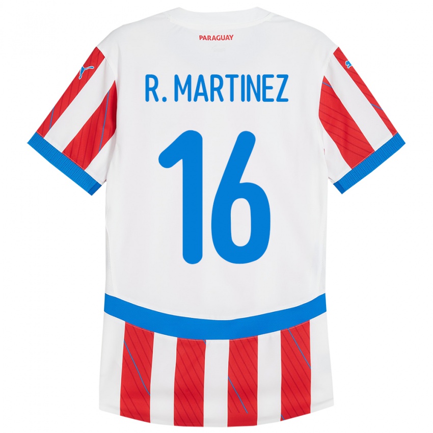 Niño Camiseta Paraguay Ramona Martínez #16 Blanco Rojo 1ª Equipación 24-26 La Camisa Perú