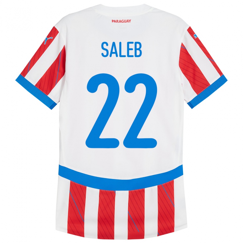 Niño Camiseta Paraguay Gloria Saleb #22 Blanco Rojo 1ª Equipación 24-26 La Camisa Perú