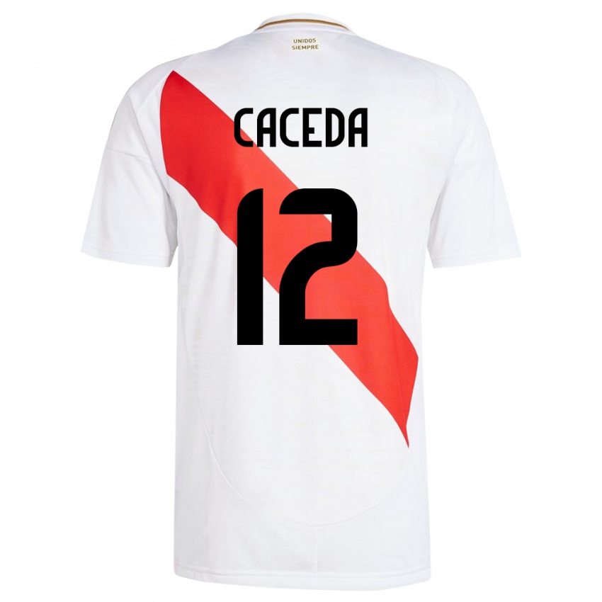 Niño Camiseta Perú Carlos Cáceda #12 Blanco 1ª Equipación 24-26 La Camisa Perú