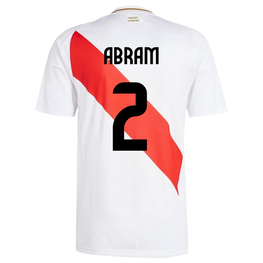 Niño Camiseta Perú Luis Abram #2 Blanco 1ª Equipación 24-26 La Camisa Perú