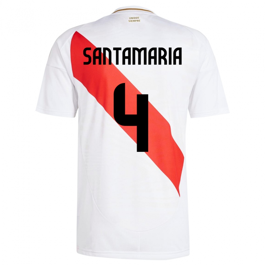 Niño Camiseta Perú Anderson Santamaría #4 Blanco 1ª Equipación 24-26 La Camisa Perú