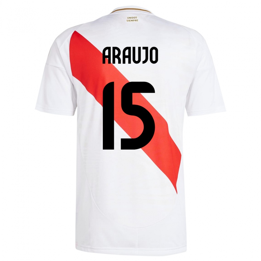 Niño Camiseta Perú Miguel Araujo #15 Blanco 1ª Equipación 24-26 La Camisa Perú