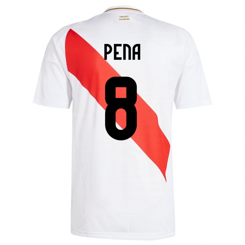 Niño Camiseta Perú Sergio Peña #8 Blanco 1ª Equipación 24-26 La Camisa Perú