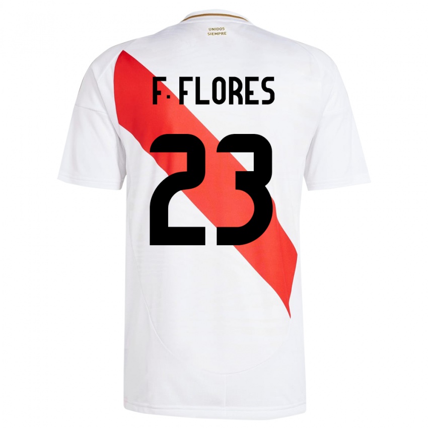 Niño Camiseta Perú Franchesco Flores #23 Blanco 1ª Equipación 24-26 La Camisa Perú