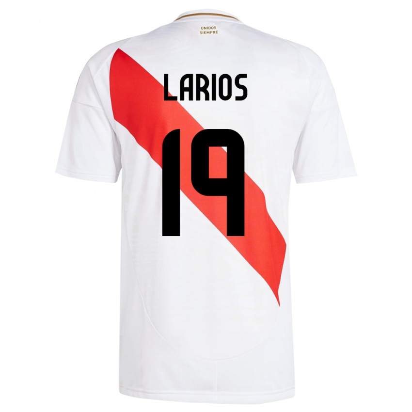 Niño Camiseta Perú Guillermo Larios #19 Blanco 1ª Equipación 24-26 La Camisa Perú