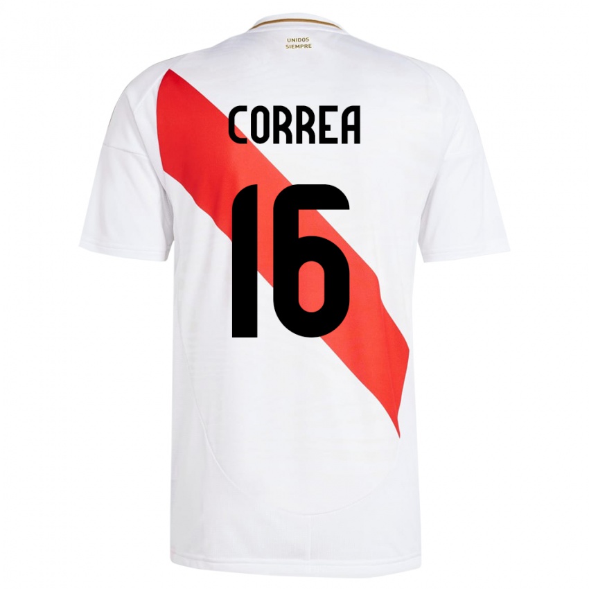 Niño Camiseta Perú Eslyn Correa #16 Blanco 1ª Equipación 24-26 La Camisa Perú