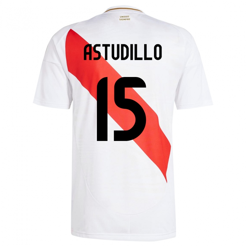 Niño Camiseta Perú Julinho Astudillo #15 Blanco 1ª Equipación 24-26 La Camisa Perú