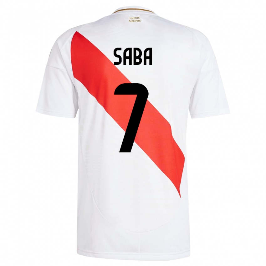 Niño Camiseta Perú Emilio Saba #7 Blanco 1ª Equipación 24-26 La Camisa Perú