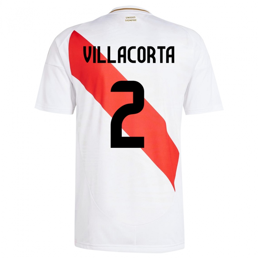 Niño Camiseta Perú Anderson Villacorta #2 Blanco 1ª Equipación 24-26 La Camisa Perú