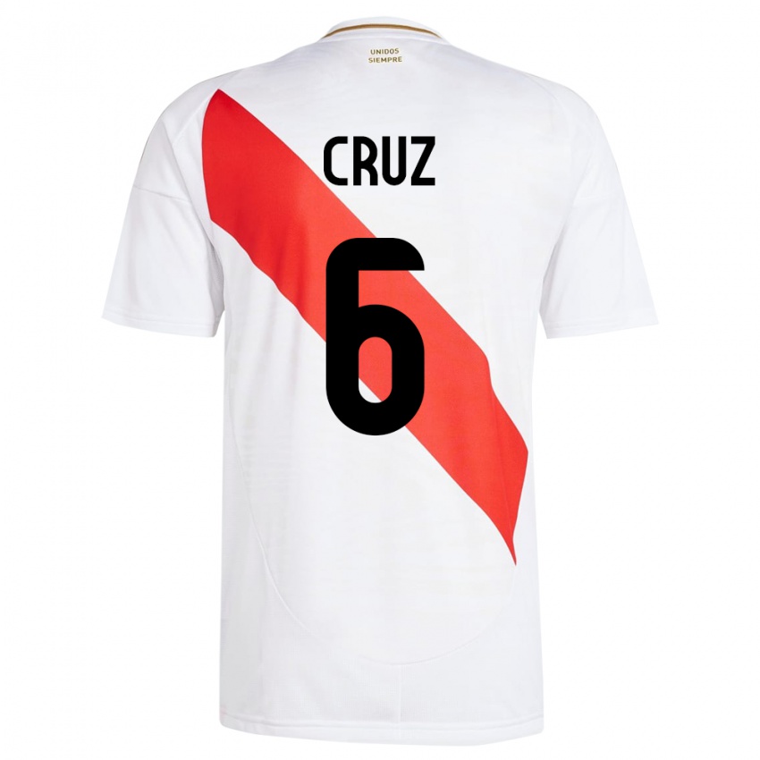 Niño Camiseta Perú Esteban Cruz #6 Blanco 1ª Equipación 24-26 La Camisa Perú