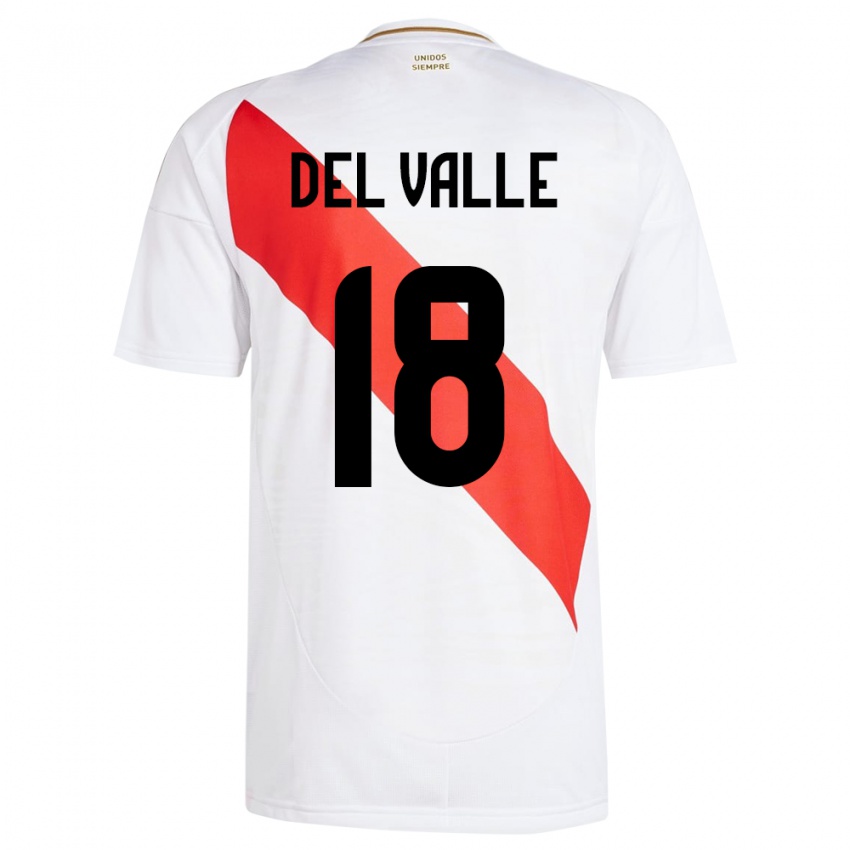 Niño Camiseta Perú Yamir Del Valle #18 Blanco 1ª Equipación 24-26 La Camisa Perú