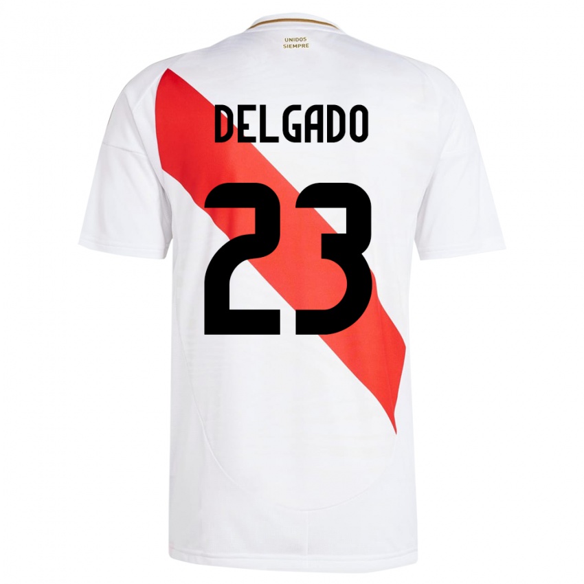 Niño Camiseta Perú Valentino Delgado #23 Blanco 1ª Equipación 24-26 La Camisa Perú