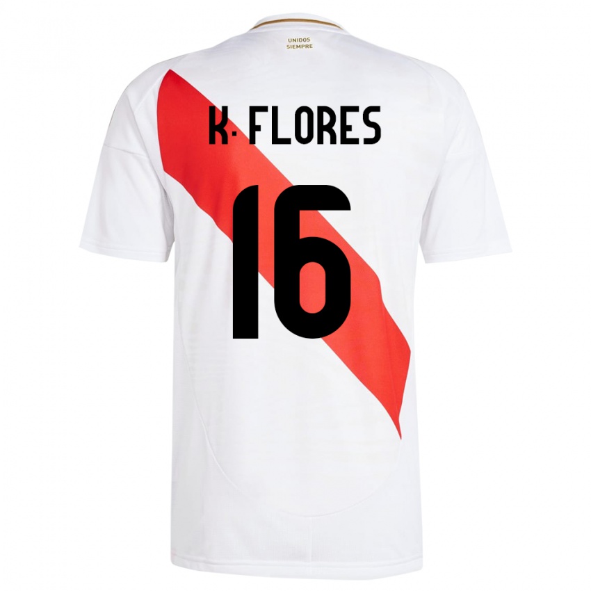 Niño Camiseta Perú Kimbherly Flores #16 Blanco 1ª Equipación 24-26 La Camisa Perú