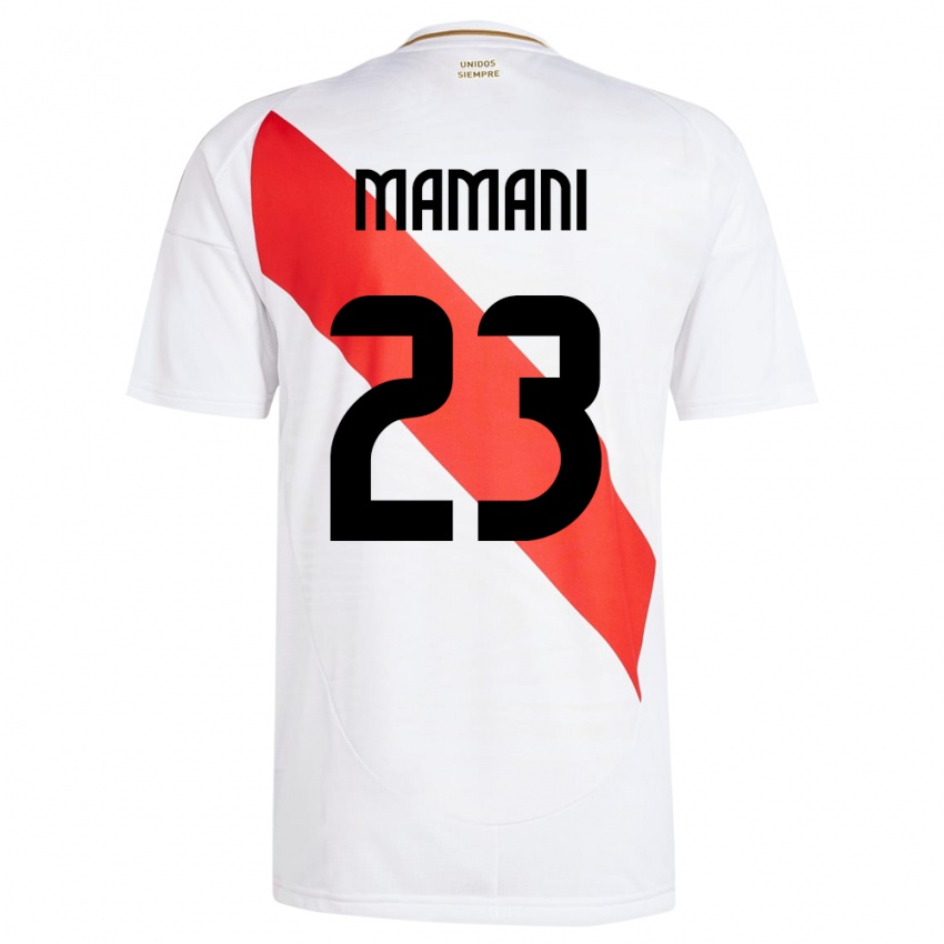 Niño Camiseta Perú Julia Mamani #23 Blanco 1ª Equipación 24-26 La Camisa Perú