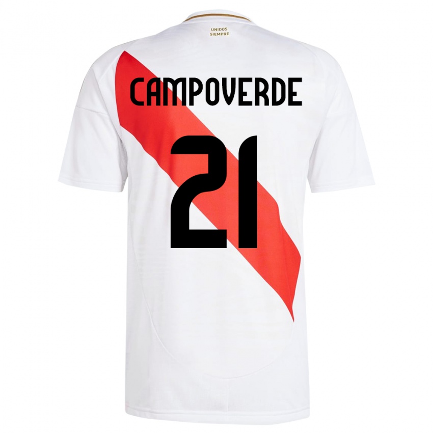 Niño Camiseta Perú Luz Campoverde #21 Blanco 1ª Equipación 24-26 La Camisa Perú