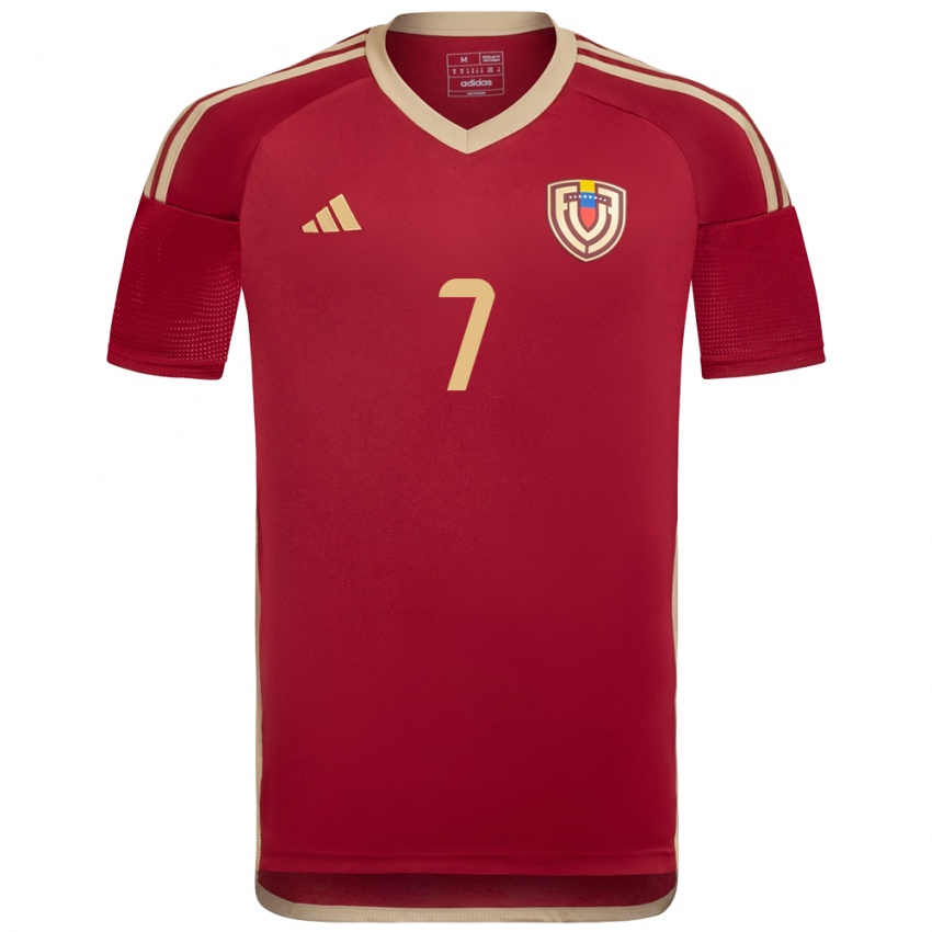 Niño Camiseta Venezuela Jefferson Savarino #7 Borgoña 1ª Equipación 24-26 La Camisa Perú