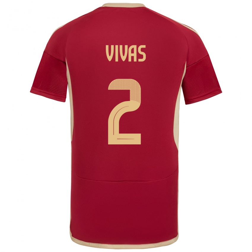 Niño Camiseta Venezuela Carlos Vivas #2 Borgoña 1ª Equipación 24-26 La Camisa Perú