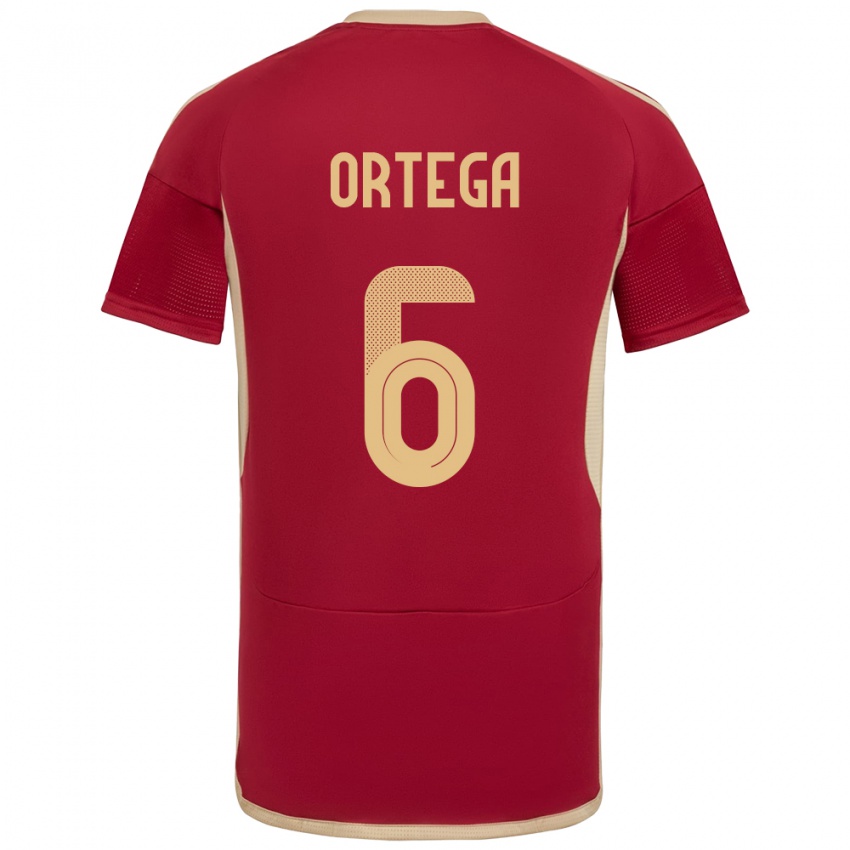 Niño Camiseta Venezuela Bryant Ortega #6 Borgoña 1ª Equipación 24-26 La Camisa Perú