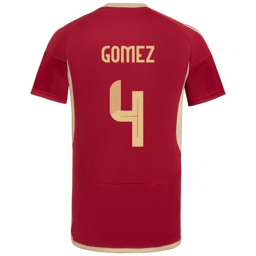 Niño Camiseta Venezuela Santiago Gómez #4 Borgoña 1ª Equipación 24-26 La Camisa Perú