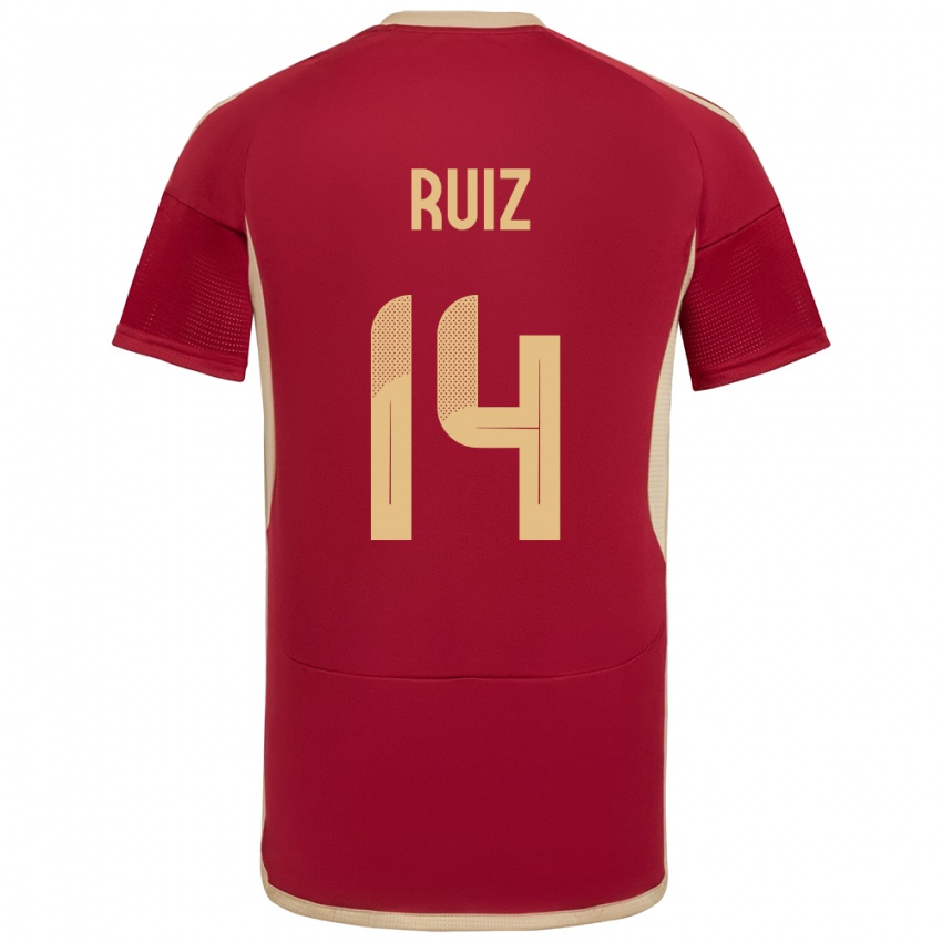 Niño Camiseta Venezuela Maicol Ruiz #14 Borgoña 1ª Equipación 24-26 La Camisa Perú