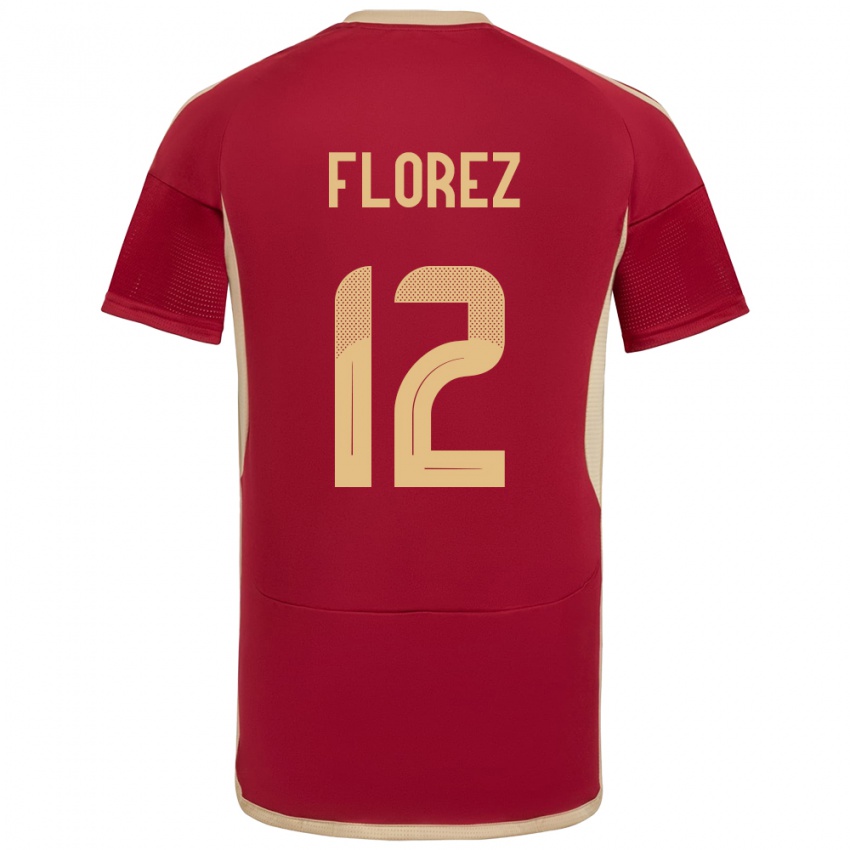 Niño Camiseta Venezuela Génesis Flórez #12 Borgoña 1ª Equipación 24-26 La Camisa Perú