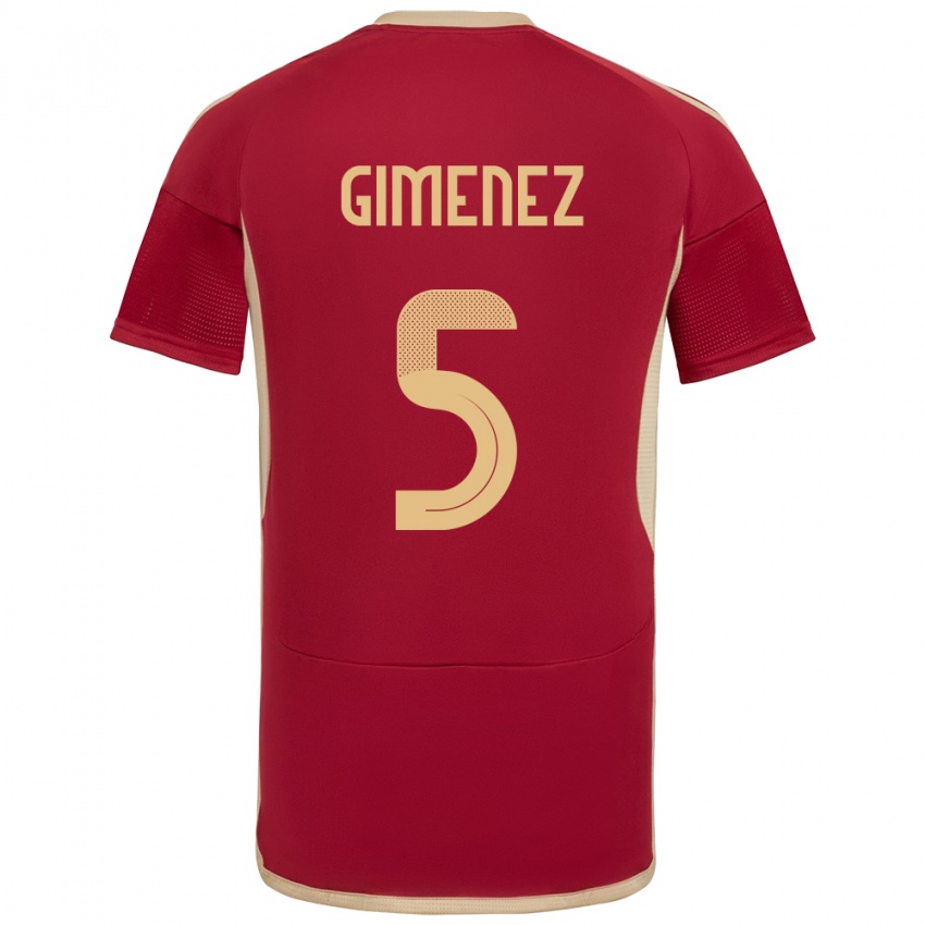 Niño Camiseta Venezuela Yenifer Giménez #5 Borgoña 1ª Equipación 24-26 La Camisa Perú