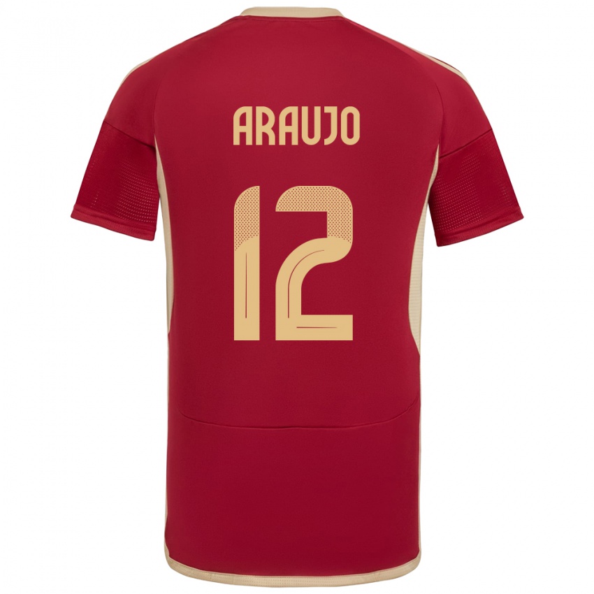 Niño Camiseta Venezuela Sabrina Araujo #12 Borgoña 1ª Equipación 24-26 La Camisa Perú