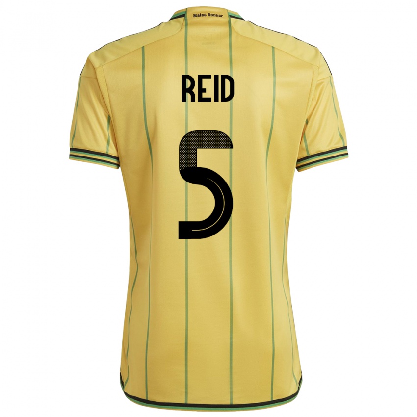 Niño Camiseta Jamaica Adrian Reid #5 Amarillo 1ª Equipación 24-26 La Camisa Perú