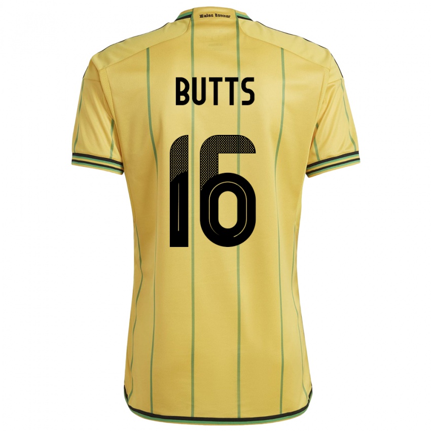 Niño Camiseta Jamaica Njeri Butts #16 Amarillo 1ª Equipación 24-26 La Camisa Perú