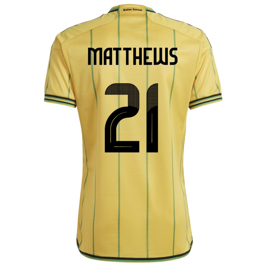Niño Camiseta Jamaica Cheyna Matthews #21 Amarillo 1ª Equipación 24-26 La Camisa Perú