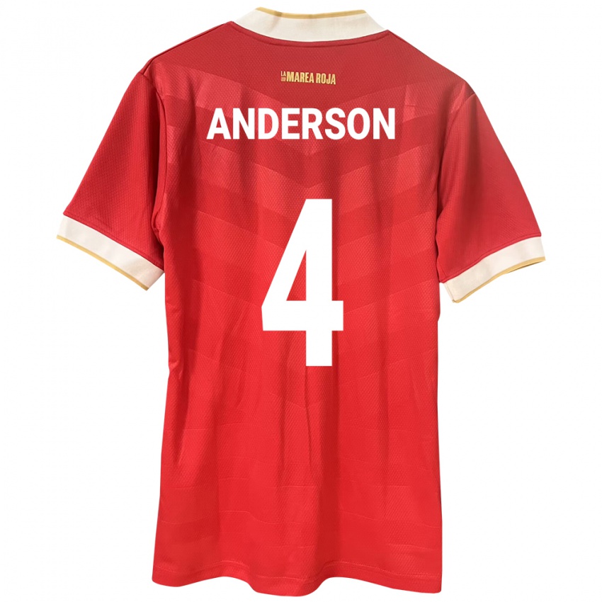 Niño Camiseta Panamá Eduardo Anderson #4 Rojo 1ª Equipación 24-26 La Camisa Perú