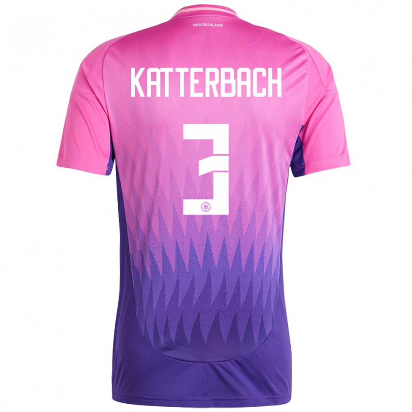 Niño Camiseta Alemania Noah Katterbach #3 Rosado Morado 2ª Equipación 24-26 La Camisa Perú