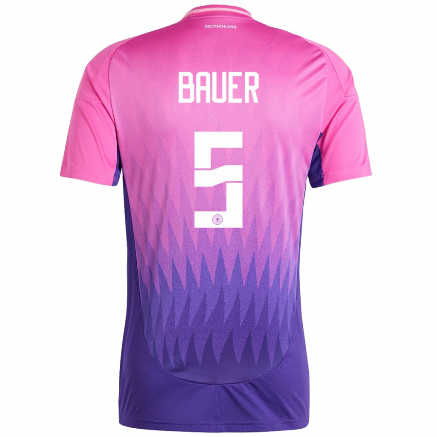 Niño Camiseta Alemania Maximilian Bauer #5 Rosado Morado 2ª Equipación 24-26 La Camisa Perú