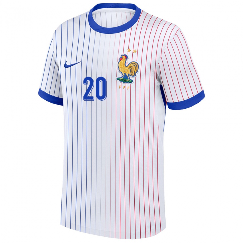 Niño Camiseta Francia Delphine Cascarino #20 Blanco 2ª Equipación 24-26 La Camisa Perú