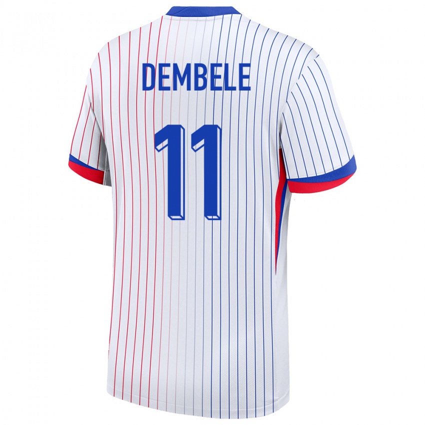 Niño Camiseta Francia Ousmane Dembele #11 Blanco 2ª Equipación 24-26 La Camisa Perú