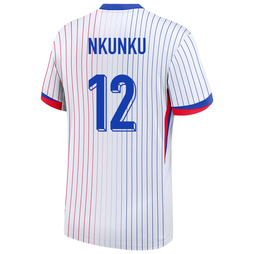 Niño Camiseta Francia Christopher Nkunku #12 Blanco 2ª Equipación 24-26 La Camisa Perú