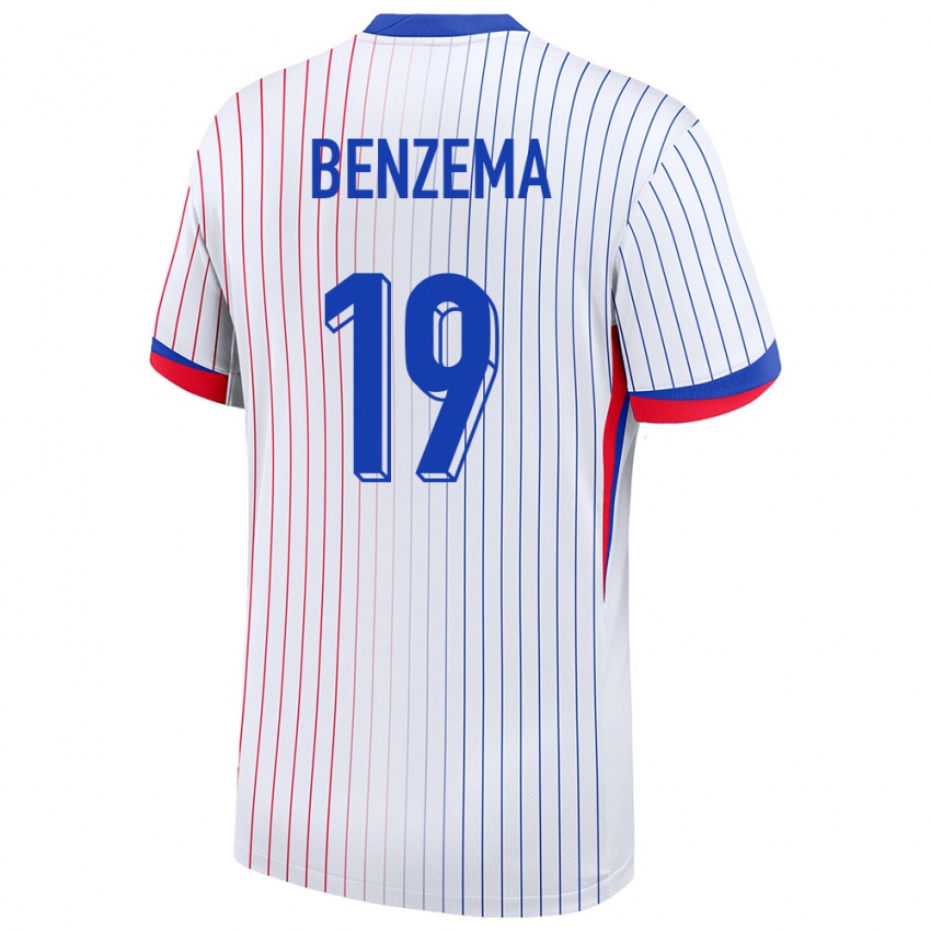 Niño Camiseta Francia Karim Benzema #19 Blanco 2ª Equipación 24-26 La Camisa Perú