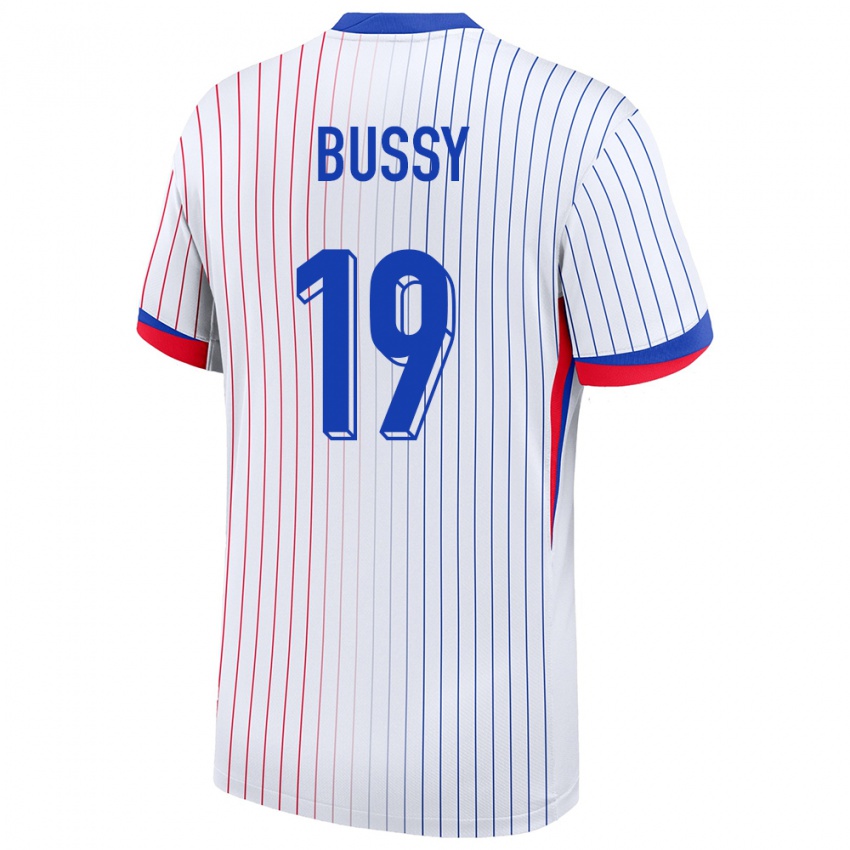 Niño Camiseta Francia Kessya Bussy #19 Blanco 2ª Equipación 24-26 La Camisa Perú