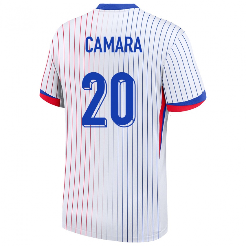 Niño Camiseta Francia Ousmane Camara #20 Blanco 2ª Equipación 24-26 La Camisa Perú