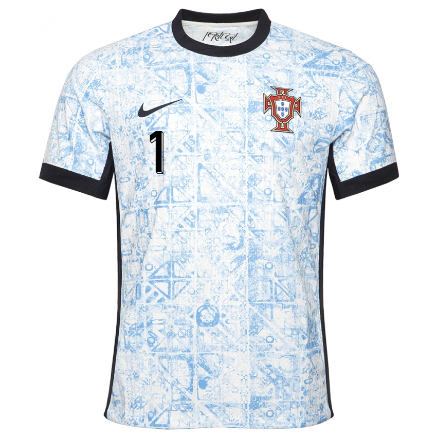 Niño Camiseta Portugal Goncalo Ribeiro #1 Crema Azul 2ª Equipación 24-26 La Camisa Perú